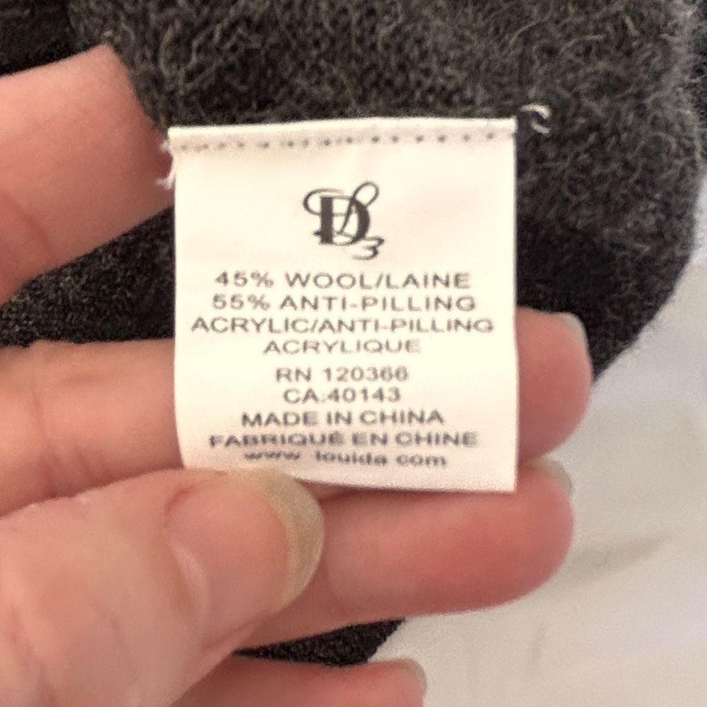 Scala Milano women’s Large Wool Blend Sweater Crew Neck Charcoal Layering - Picture 5 of 8